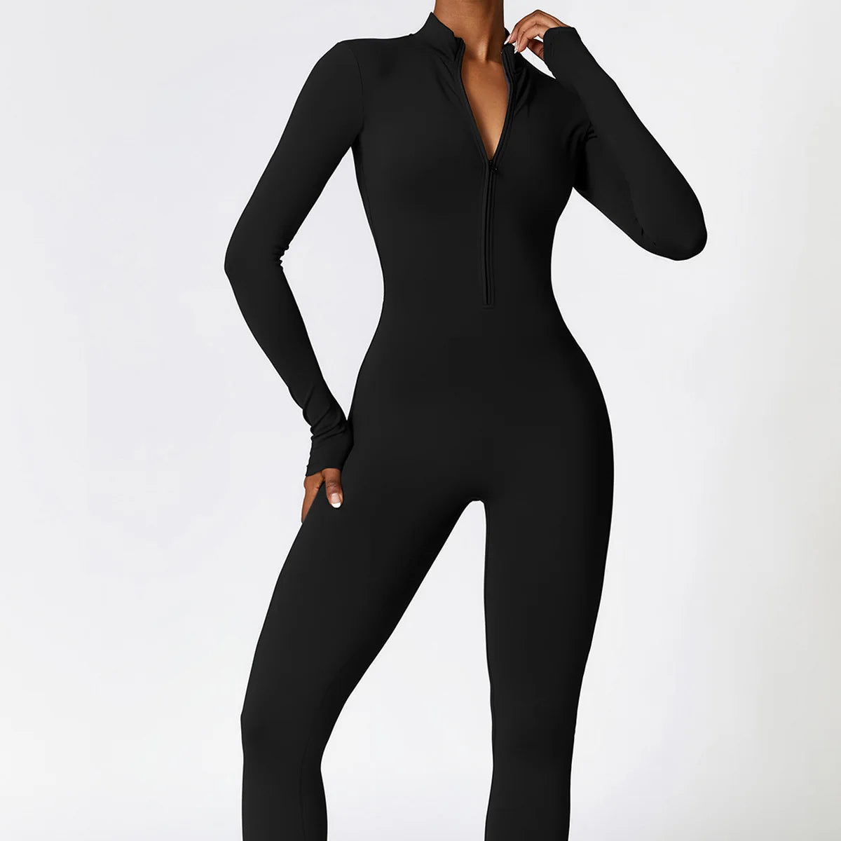 Zipper Workout Jumpsuit Sports Overalls Women Gym Clothing Running Long Sleeves Fitness Gym Tracksuit Short Sportswear Yoga Set.