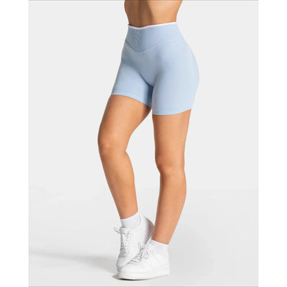 Women's Seamless Gym Solid Color Sports Shorts White Waist Tight High Waist Hip Lifting Yoga Pants Running Sports Shorts.