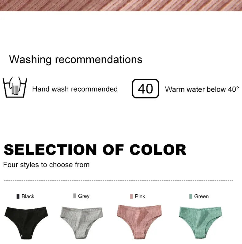4PCS/Set Summer Solid Color Cotton Panties Female Underpants Sexy Panties for Women Briefs Underwear Plus Size Pantys Lingerie.