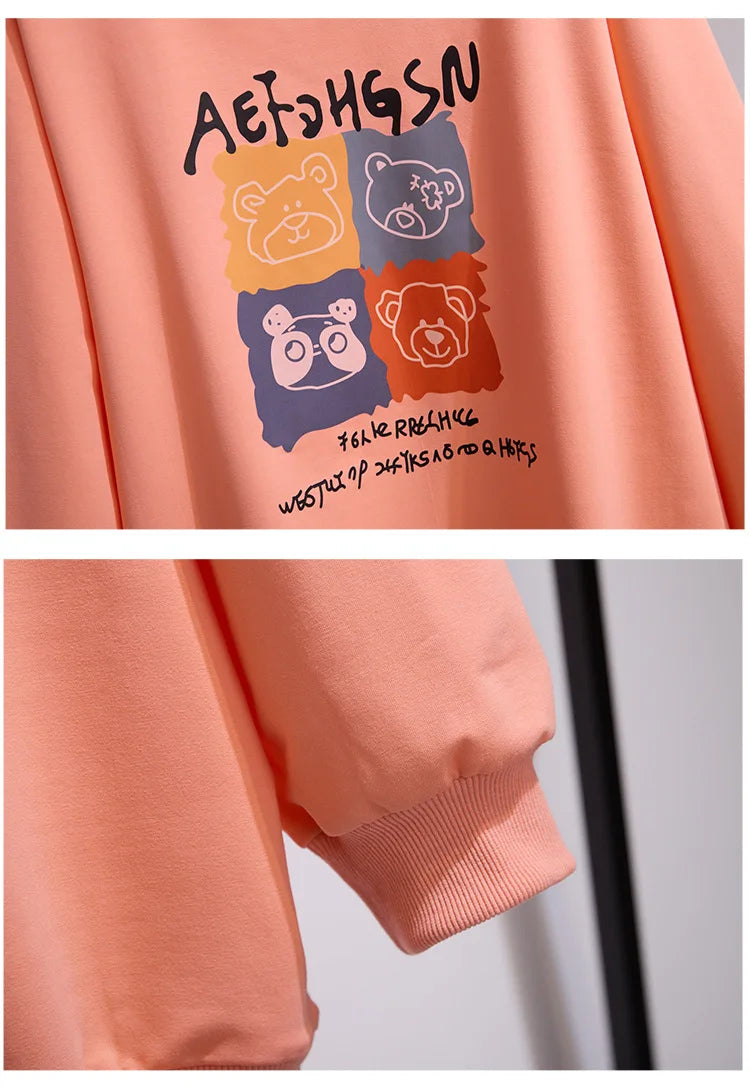 175Kg Plus Größe frauen Fehlschlag 170 Frühling Herbst Neue Lose Rundhals Cartoon Sweatshirt 6XL 7XL 8XL 9XL 10XL 11XL 6 Farben.