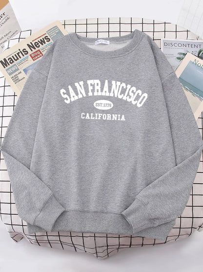 Sanfrancisco Est.1776 California Letter Street Hoodies Women Street Fit Hoodie Hipster Oversized Hoody hip hop All-match Top.