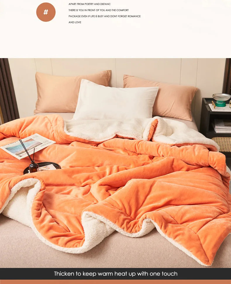 Wool Throw Blanket Keep Warm Winter Bed Blankets Double Sided Queen Duvet Cover Camping Double Bed Cover Bedspread On The Bed.