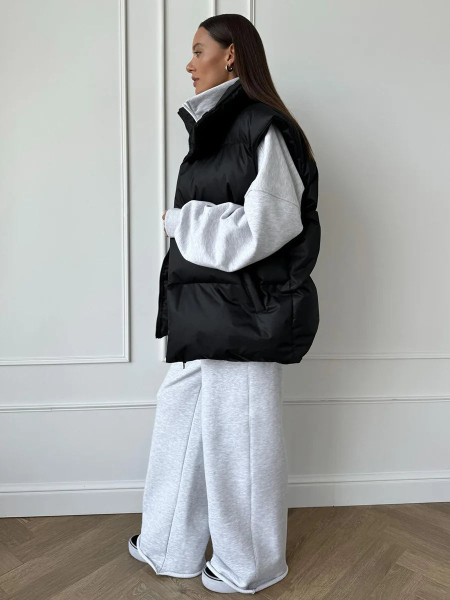 Talenza Damen-Weste aus Baumwolle, neu, ärmellos, sportlich, lässig, einfarbig, Winter, warme Weste, Jacke, Weste, Damen-Baumwolljacke