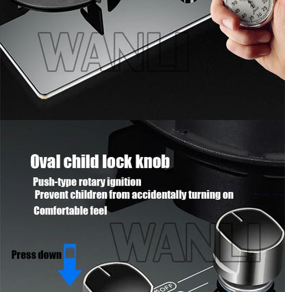 DC330 Gas Stove Household Desktop Embedded Double Stove Natural Gas Liquefied Gas Stove/Toughened Glass Panel