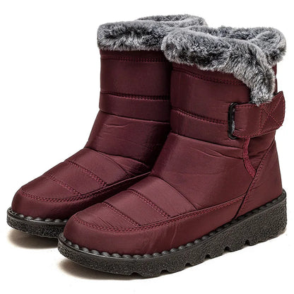 Boots 2025 Women's Boots Fur Botas Mujer Super Warm Winter Boots For Snow Women Low Heels Winter Shoes Woman Black Rubber Boot