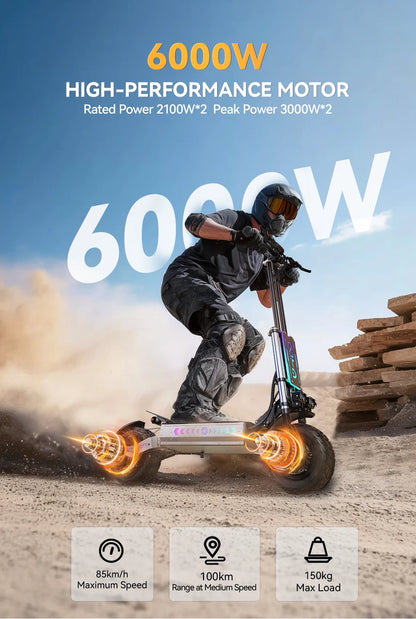 OOTD T90 Foldable Adult Electric Scooter, 85km/h E-Scooter, 4200W Electric Kick Scooter, 60V 31.2Ah Skateboards Kickboard, 100km.