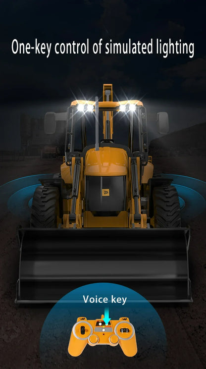 Double E E589 RC Excavator 1/20 2.4G 11CH Remote Control Cars Trucks Backhoe Loader Light Sound Construction Truck JCB Model.