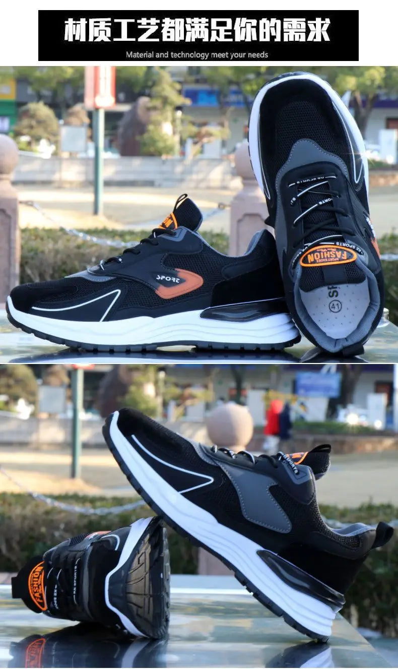 Herren-Laufschuhe, Frühlings- und Sommer-Mesh-Papa-Schuhe mit dicken Sohlen, trendige, lässige Outdoor-Sportschuhe.