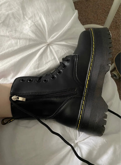 Autumn Winter Fashion Round Toe Lace-up Shoes Womens Boots Zip Ankle Boots For Women High Heels Basics Casual.