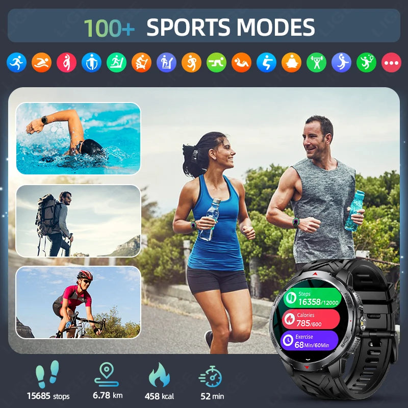 LIGE New For HUAWEI XIAOMI 1100mah Smart Watch Men Compass Flashlight 3ATM Waterproof Sports Fitness Bluetooth Call Smartwatch.