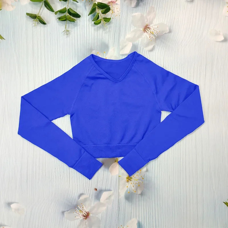 Seamless Women's T-shirt Sports Female Clothing Fitness Long Sleeve Tops with Thumb Hole Gym Running Shirts Workout Sportswear