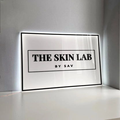Custom Business Logo LED Sign Backlit Acrylic 3D Rectangle Wall Decor for Beauty Salon Office Company Logo Lighting Signage.