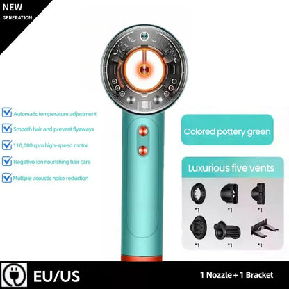 Professional Negative Ion High Speed Hair Dryer 220V Leafless Thermostatic Hair Dryer 1600W High Power Hair Dryer Styling Tool.
