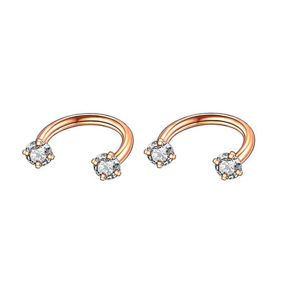 2Pcs 6/8/10mm Stainless Steel Zircon Piercings Earrings Horseshoe Ring Piercing Nose Ear Belly Rings Body Jewelry For Women/Men.