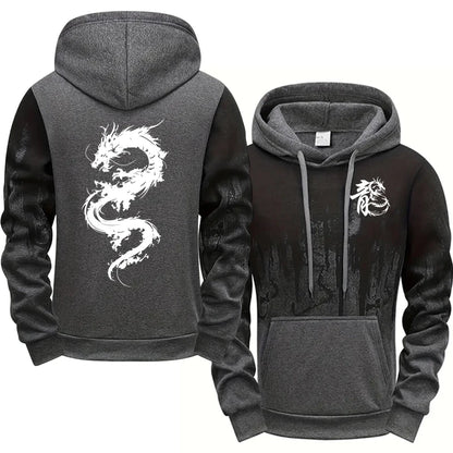 Chinese Dragon Tracksuit Hooded Sweatshirt Sweatpants City Vibe Hoodie 2 Piece Set Autumn Winter Men's Daily Casual Sport Outfit.