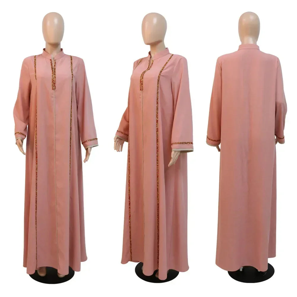 Ramadan Abaya Femme Musulmane marok kanis chen Kaftan für Frau Mode feste Diamanten voller Ärmel lose türkische Dubai Robe.