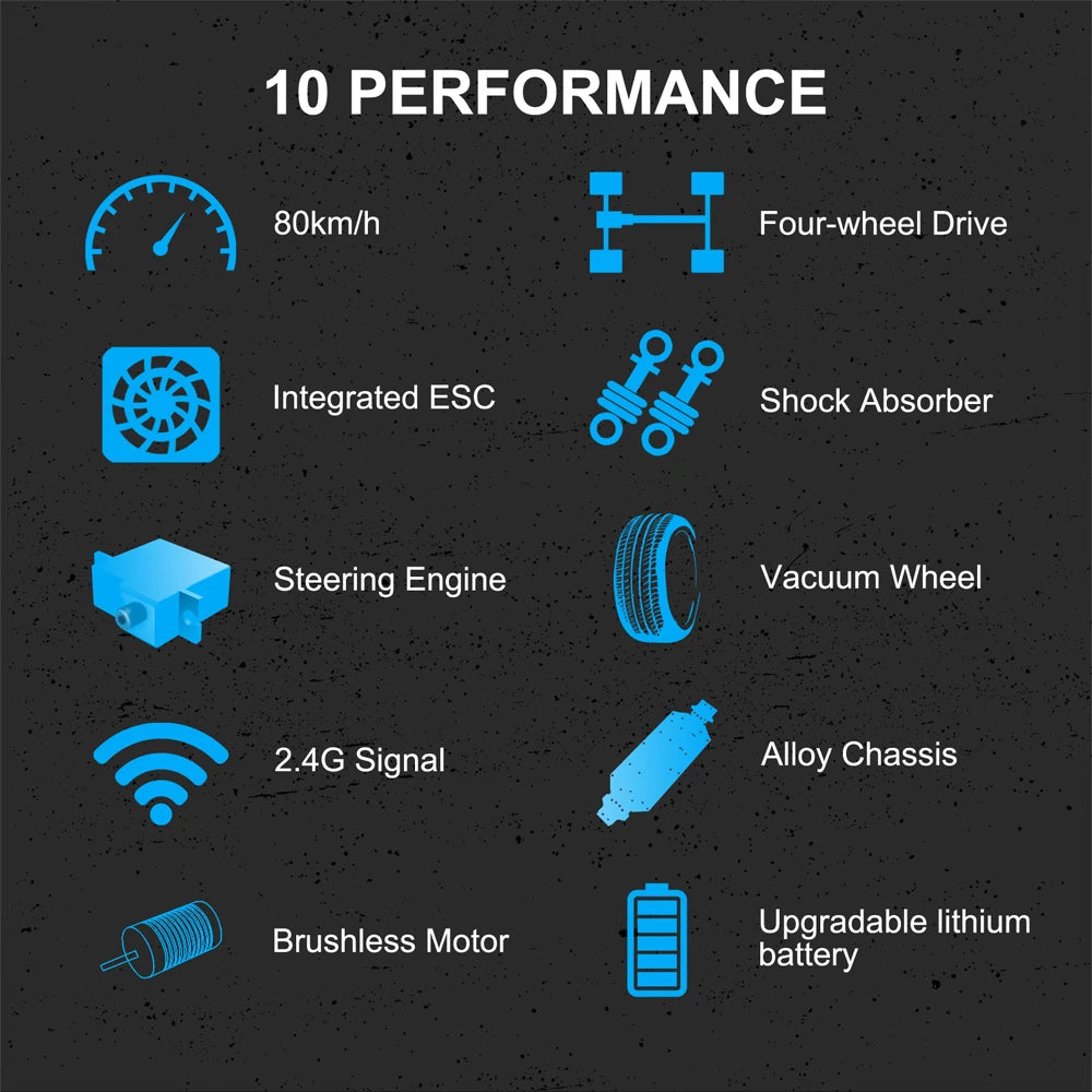 WLtoys  F21A 1:10 80KM/H RC Car 4WD 2.4G Metal Undercarriage Brushless Motor Remote Control High Speed Drift Monster Truck Toy.