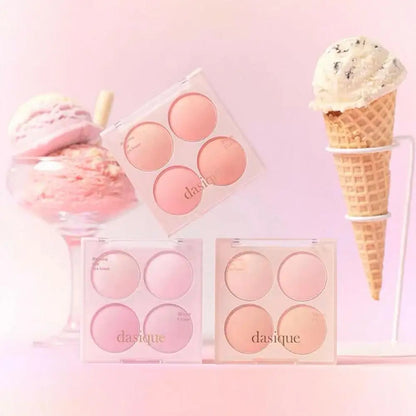 Korean Dasique 4 Colors Blush Powder Velvet Peach Pink Blush Palette Sweet Natural Cheek Contour Tint   Korean Makeup Cosmetics.