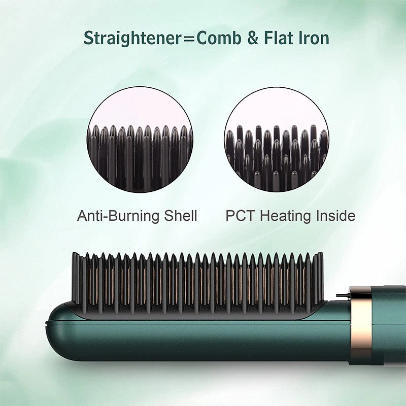 Electric Hair Straightening Brush Fast Heating Hot Comb Brush Negative Ion Hair Straightening Comb.