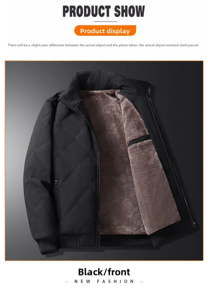 2025 Men's Warm Parker Coat Autumn/Winter Outdoor Sports Thick Anti Cold Cotton Jacket Stand up Collar Checkered Cotton Coat.