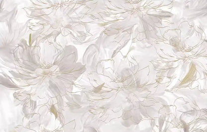 Maßgeschneiderte cremefarbene abstrakte Kunst, Feder-Blumenmuster, Tapete, TV-Hintergrund, Wanddekoration, Schlafzimmer, europäisches Wandbild