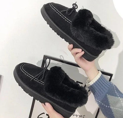 Bow Round Toe Flat Fleece-lined Woman Shoes Trend 2025 Y2k Chic and Elegant Winter Novelty Padded Sale Hot Snow Boots for Women.