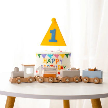Wooden Train Birthday Toy  Montessori Toys Baby Educational Toys  Wooden Trolley  Baby Learning Toys  Number Of Wood Baby's Toys.