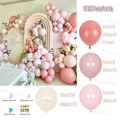 1Set Boho Dusty Pink Ballon Bogen Girlande Kit Neutral Rosa Weiß Sand Elfenbein Ballons für Mädchen Baby Dusche Geburtstag Hochzeit Deco