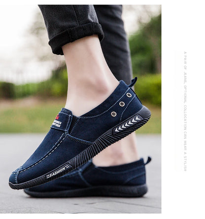 Denim Men's Canvas Shoes Slip on Sneakers Male for Summer 2025 New Outdoor Driving Moccasin Trendy Vintage Loafers Shoes for Men