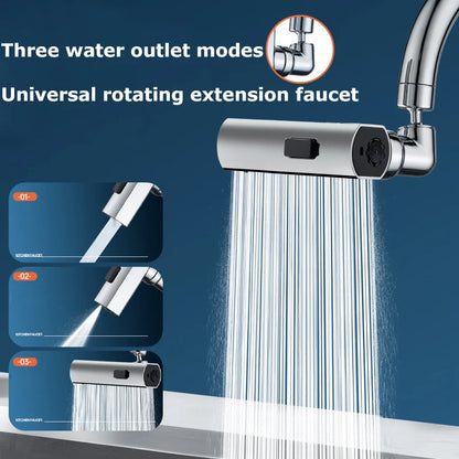 Three-speed Waterfall Water Outlet Multi-function Faucet Extender Universal Rotating Nozzle Splash-proof Kitchen Artifact