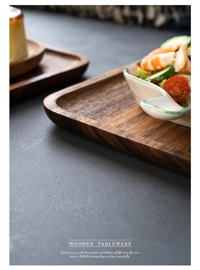 Square Wooden Serving Tray Hotel Style Ins round Corner Plate Wooden Material Jewelry Packaging And Display Tools.