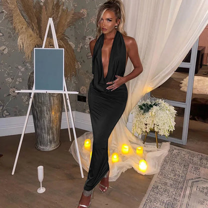 Dulzura Herbst Frauen Halter-Backless Midi Kleid Für Frauen Bodycon Sexy Party Elegante Outfits Abend Geburtstag Kleidung Y2K 2024