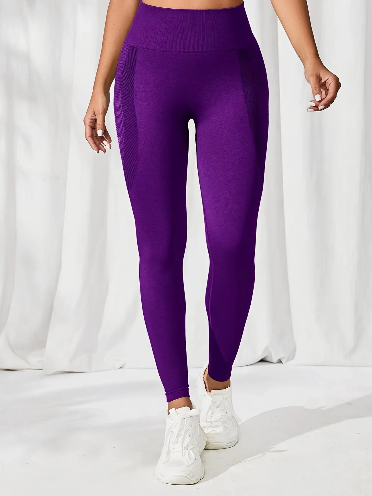 Atmungsaktive Yoga-Leggings mit hoher Taille für Damen, einfarbig, Bauchkontrolle, Sportbekleidung, bequeme Fitness-Studio-Strumpfhose, Activewear.