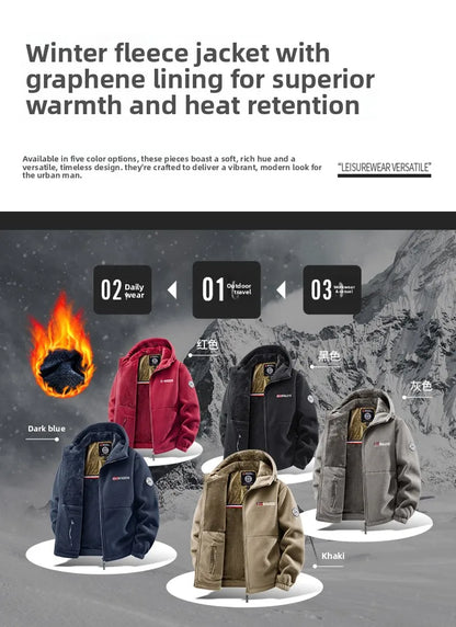 Maxbarley Brand Winter Fleece Jacket Men Casual Thickened Wool Coat Athleisure Design Warm Fashion Hooded Jackets Snow Ski Suit.