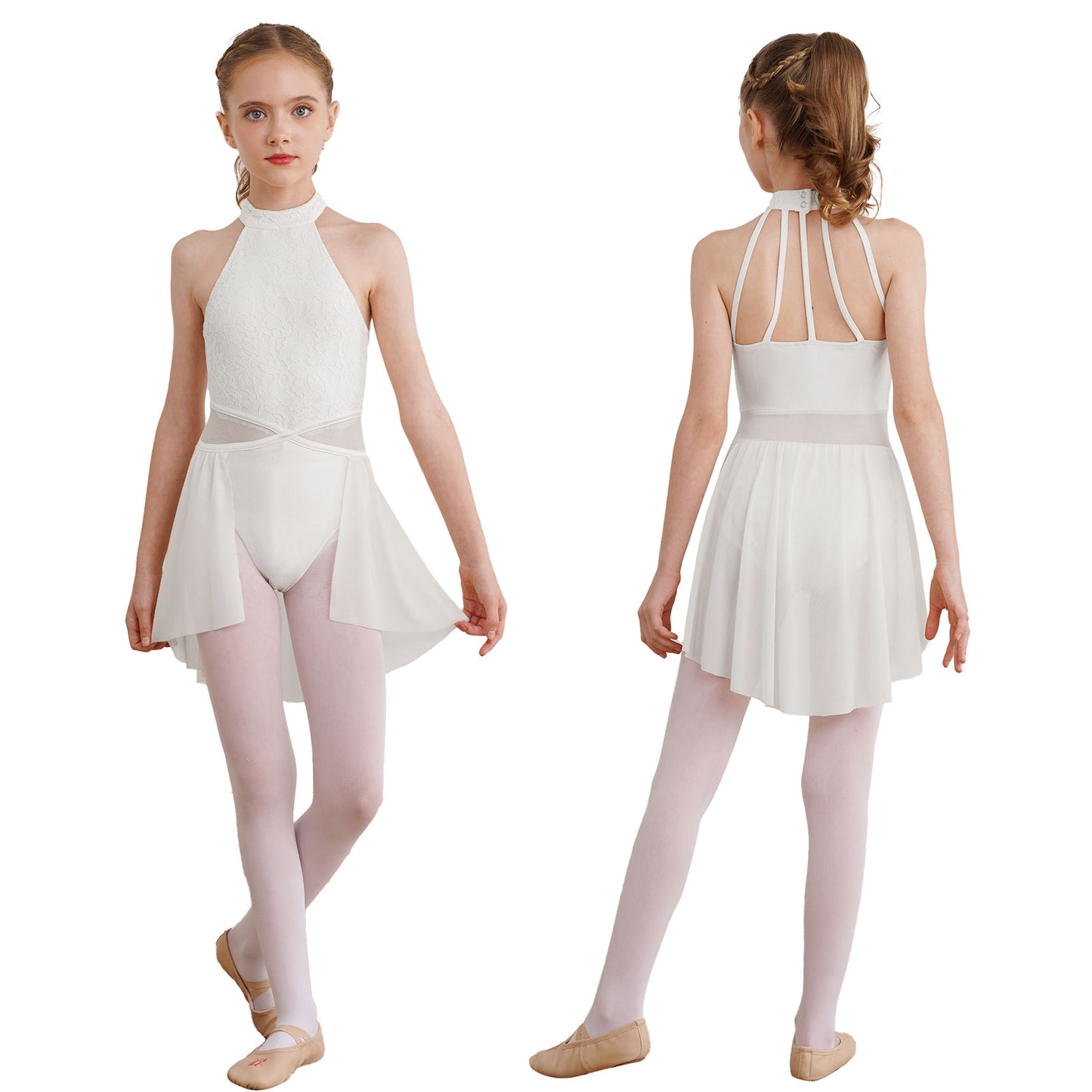 Mädchen Ballett Gymnastik Trikot lyrischen Tanz kleid ärmellose florale Spitze Tutu Tanz kleidung für Eiskunstlauf Bühnen performance