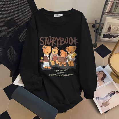 170kg plus size Damen büste Herbst bär bedrucktes Sweatshirt lockeres Langarm-Freizeit oberteil 6xl 7xl 8xl 9xl 10xl 11xl.