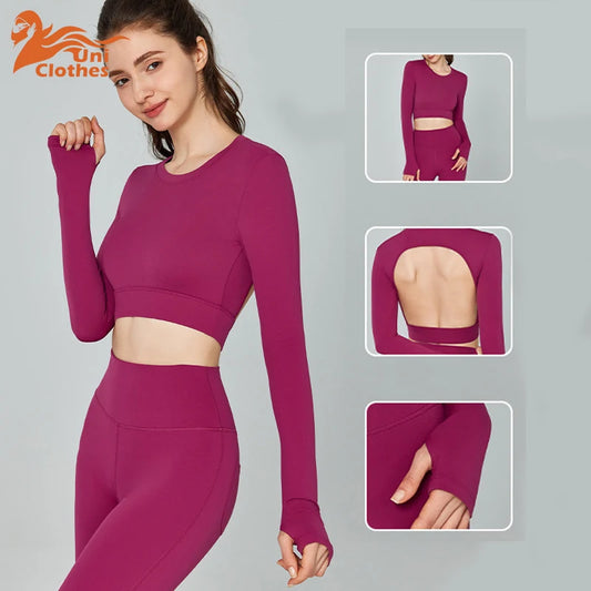 UNI Sports Top Women Long Sleeve Outdoor Running Gym Fitness Wear T-shirt Spring Yoga Shirt Gym Push Up Workout Top.