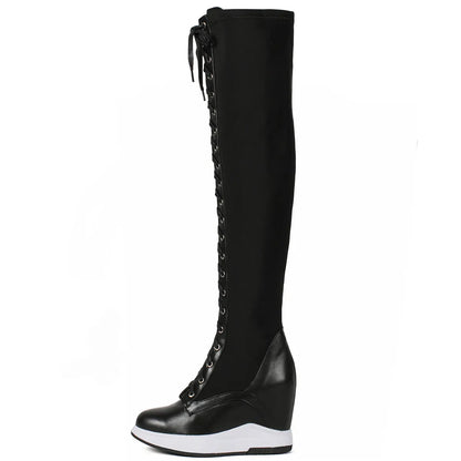 High Heel Pumps Plus Size 45 Shoes Women Big Size 46 Genuine Leather Wedges Over The Knee Boots Stretch Fabric Fashion Sneakers.