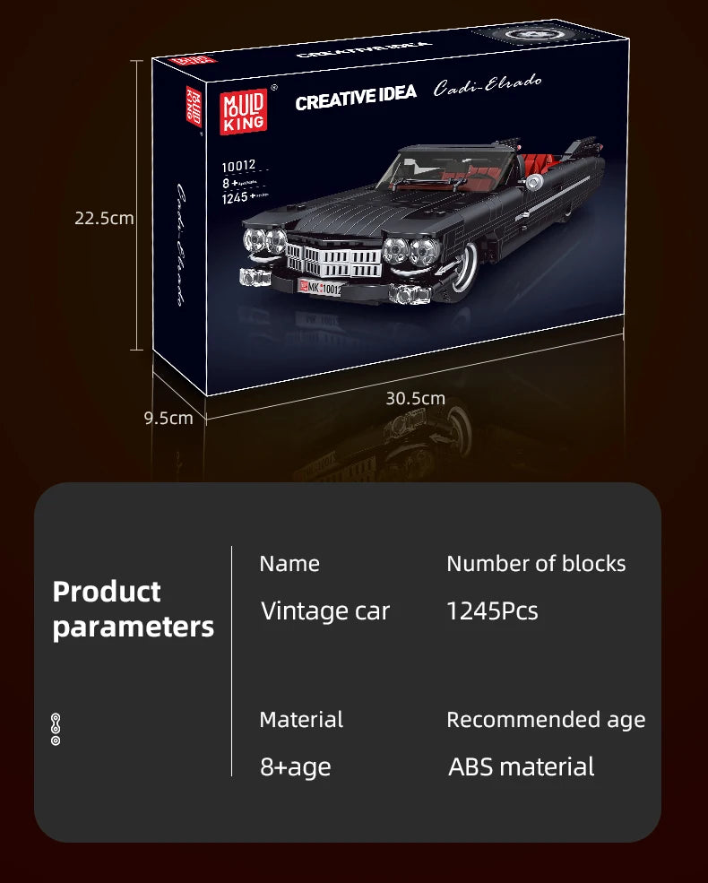 Mould King 10012 Technical Car Model Toys The Eldorado Set Building Block Assembly Creative Brick Kids Christmas Gift.