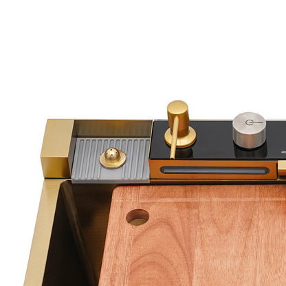 Gold 1/2" Multifunktionale digitale Wasserfallspüle Wasserfall-Küchenspüle Digitalanzeige Vielseitige Bars, Balkone Spüle