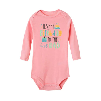 Baby-Strampler „Happy Birthday To The Dad“-Aufdruck, Säuglings-Body für Jungen und Mädchen, Kleidung für Papa, Geburtstagsgeschenk, Overall, Kleinkind-Outfits.