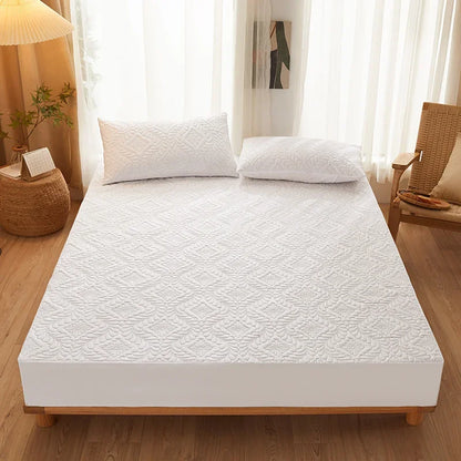 Quilted Waterproof Mattress Protector Cover Elastic Fitted Sheet Style Double Bed Protection Pad Twin Queen King 140 160x200cm