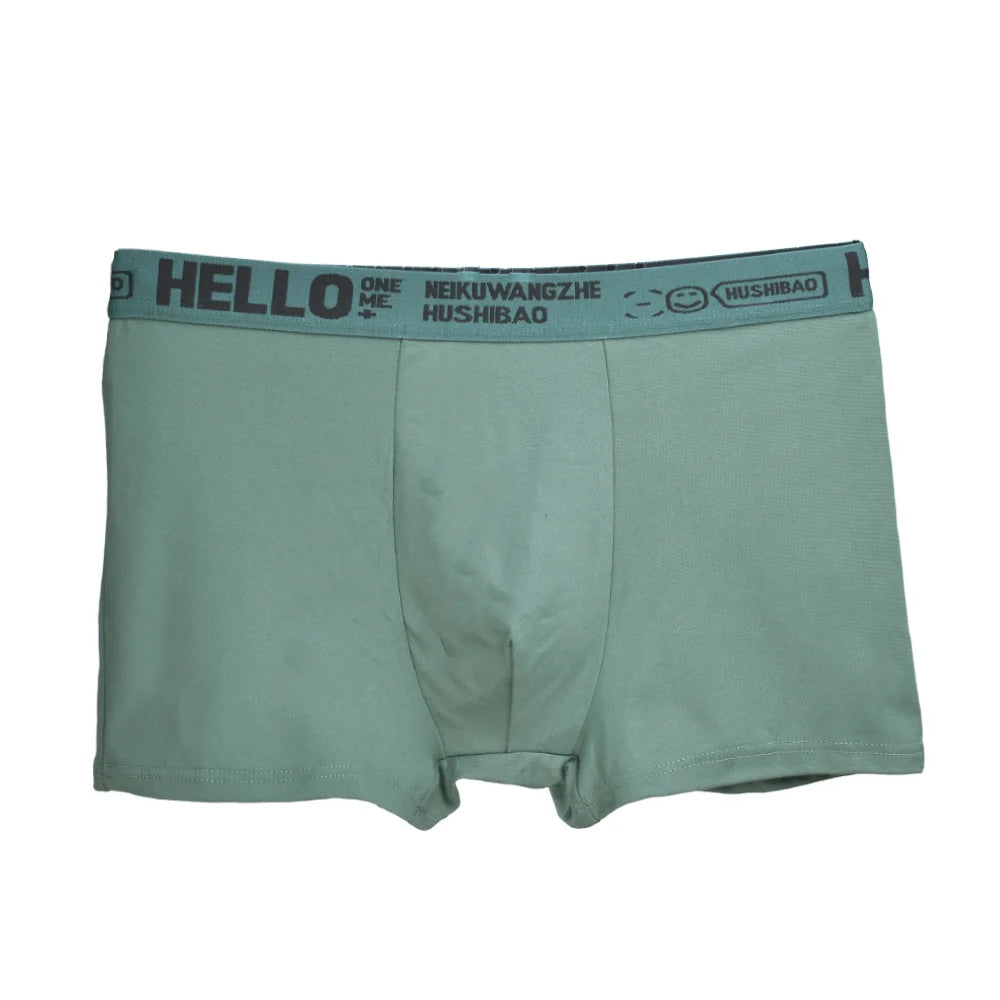 4Pcs männer Boxer Unterwäsche Mann Mid-taille Unterhose Einfarbig Antibakterielle Höschen Plus Größe Shorts Homme U konvexen Dessous