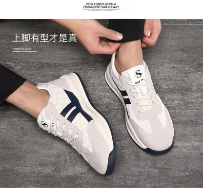 Genuine Leather Lift Sneakers Men Height Increase Insoles 6/8cm High Quality Elevator Shoes Comfortable Breathable Casual Sports.