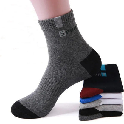 10/5/3pairs Breathable Con Sports Stockings Men Bamboo Fiber Autumn and Winter Men Socks Sweat Absorption Deodorant Business Sox.
