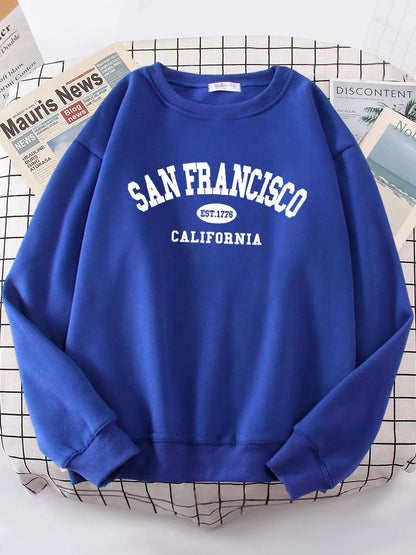 Sanfrancisco Est.1776 California Letter Street Hoodies Women Street Fit Hoodie Hipster Oversized Hoody hip hop All-match Top.
