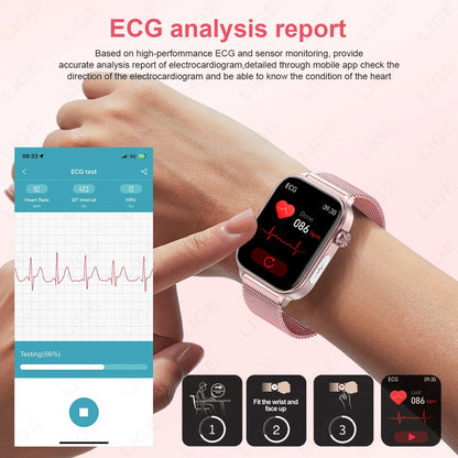 2025 New ECG+PPG Smart Watch Women Heart Rate Blood Lipid Uric Acid Women Menstrual Health Tracker Smartwatches For Android iOS.