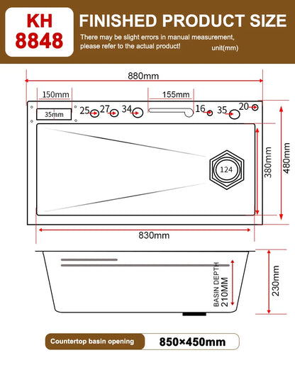 Küchenspüle aus Edelstahl mit Wasserfall, Einzelschüssel, Digitalanzeige, extra großer Schlitz, multifunktionale Waschbecken