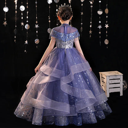 Mädchen Elegantes Luxuriöses Abendkleid Pailletten Prinzessin Kleider Edle Kinder Leistung Kostüm Geburtstag Party Mädchen Kleid.