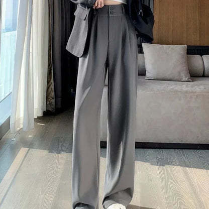 Elegante Breite Bein Hosen Frauen Koreanischen Stil Hohe Taille Schwarz Baggy Hosen Büro Damen Mode Lose Anzug Hosen Streetwear.